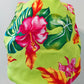 Bouffant-Hawaiian-lime green with pink Hibiscus flowers