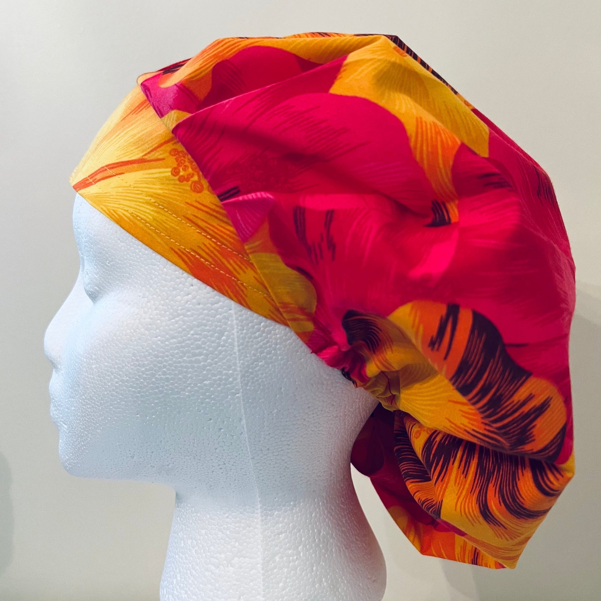 Bouffant-Hawaiian Yellow/Pink Hibiscus