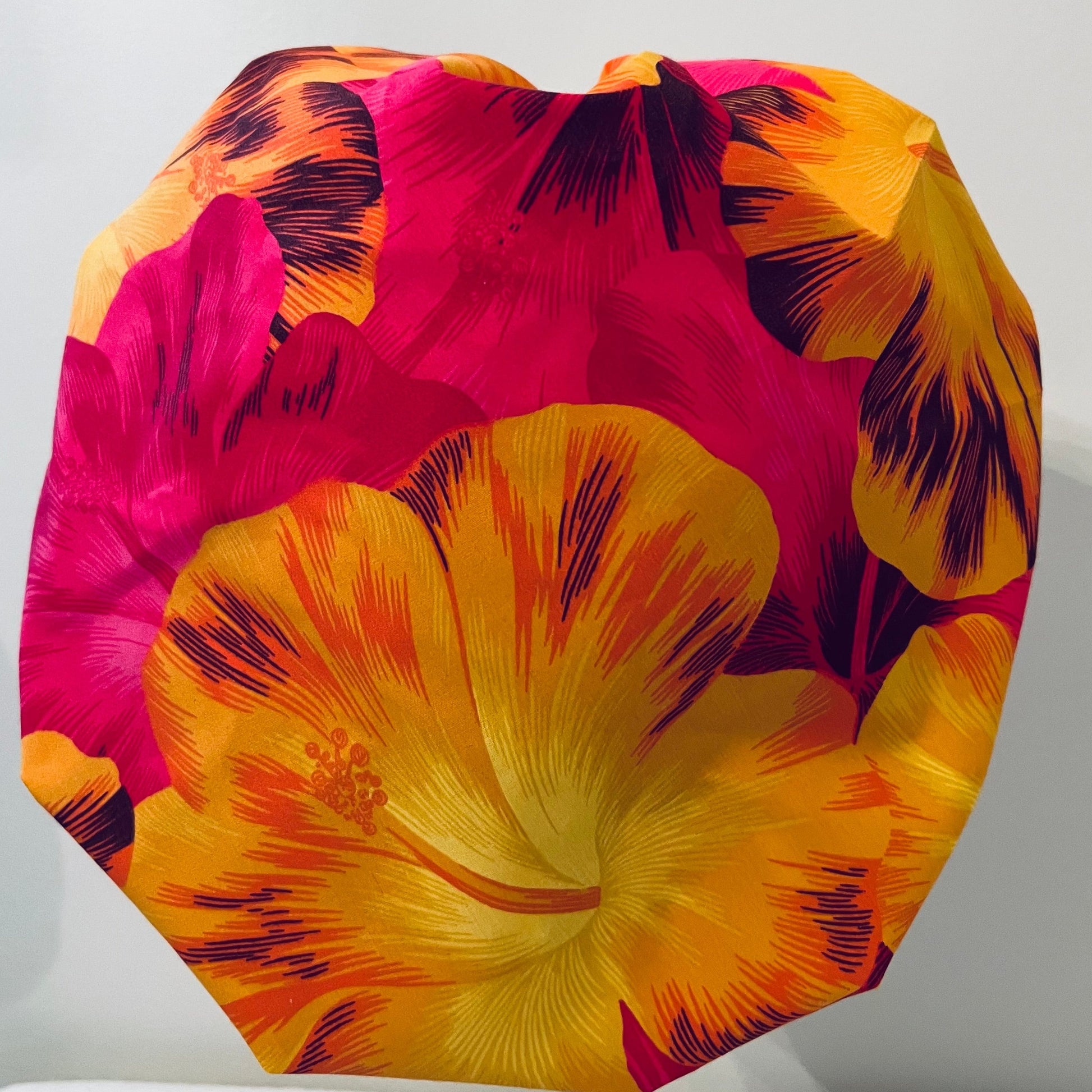 Bouffant-Hawaiian Yellow/Pink Hibiscus