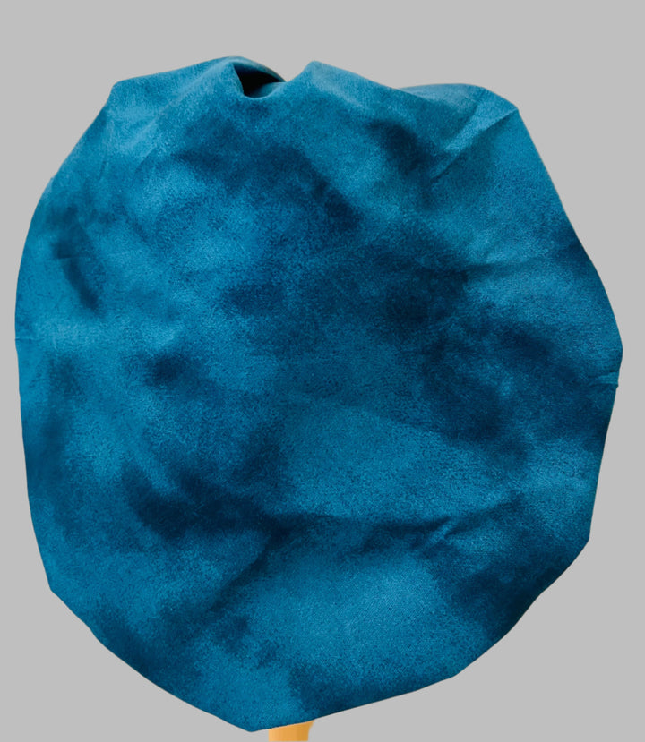 Solid blue bouffant scrub cap, plain classic blue — handmade-in-USA OR World unisex surgical hat, great gift for nurses &amp; surgeons.