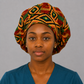 Kente Ghana African Print Bouffant Scrub Cap for Women with Optional Satin Lining, Handmade Surgical Hat for Nurses, Doctors and Healthcare Professionals, Adjustable African Fabric Scrub Cap for Natural Hair and Long Hair, Comfortable Medical Cap with Traditional Ghana Kente Design-front view