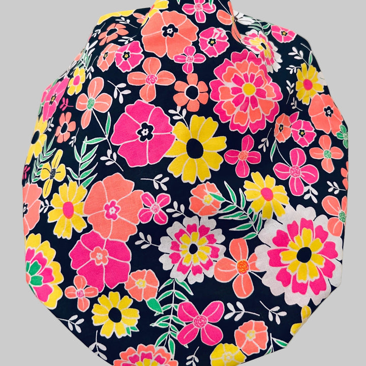 Bright Floral Bouffant Scrub Cap – Neon Flower Surgical Hat for Thick Hair Nurses