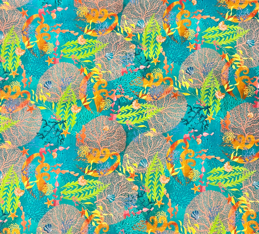 Ocean Reef Bouffant Hat |Seahorse Marine Life Nurse Surgical Bouffant Hat