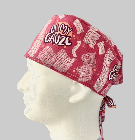 Oh My Gauze Traditional Scrub Cap | Funny Surgical Hat | Medical Humor OR Cap | left side view