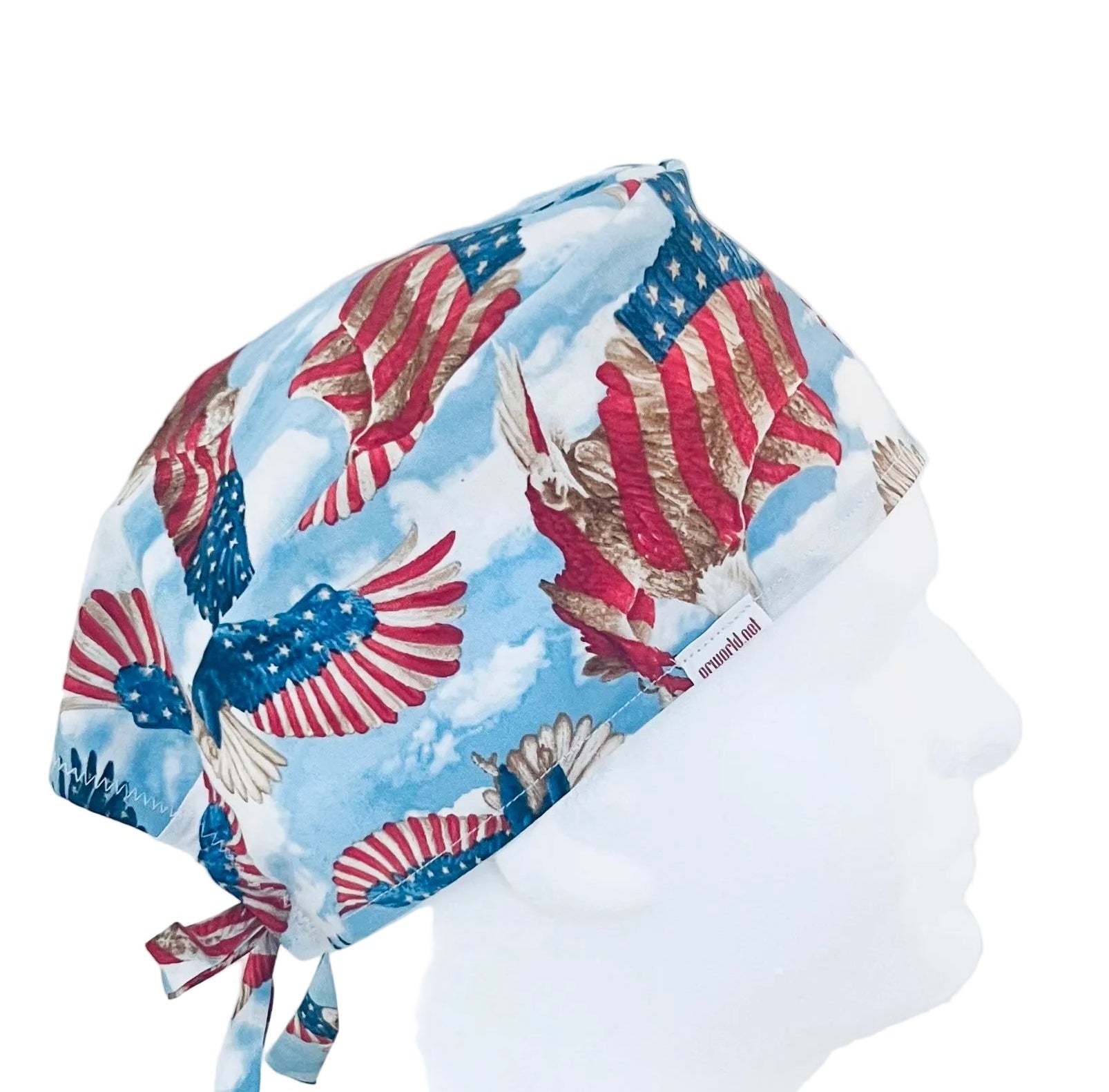 Patriotic Eagle Scrub Cap | American Flag Bald Eagle Surgical Cap | USA Freedom Nurse Hat | Red White Blue OR Cap
