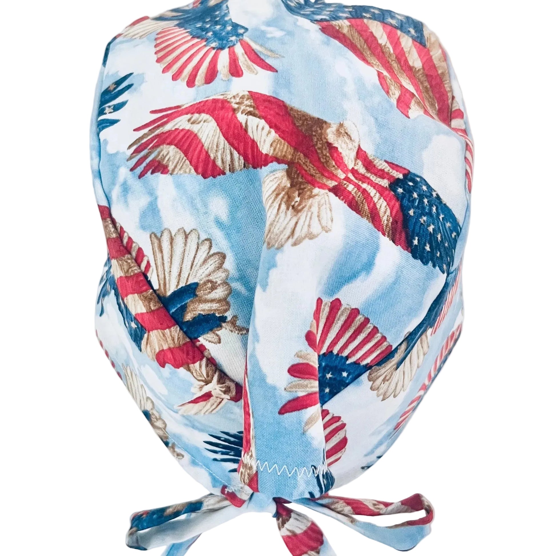 Patriotic Eagle Scrub Cap | American Flag Bald Eagle Surgical Cap | USA Freedom Nurse Hat | Red White Blue OR Cap