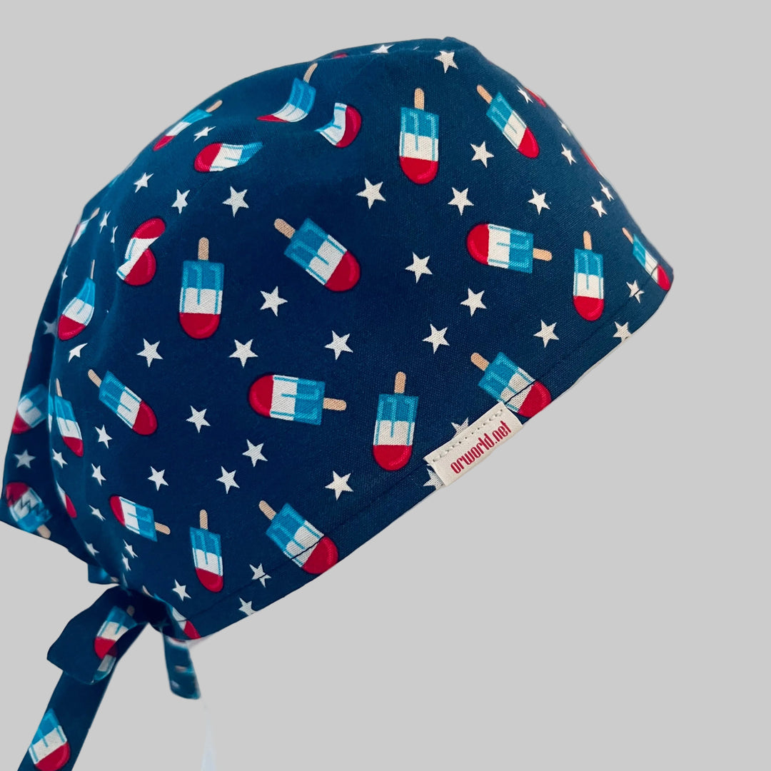 Patriotic Popsicle Scrub Cap|Red White &amp; Blue Fourth of July Surgical Cap