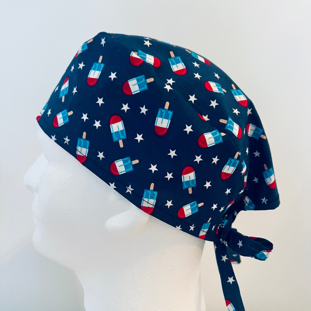 Patriotic Popsicle Scrub Cap|Red White & Blue Fourth of July Surgical Cap