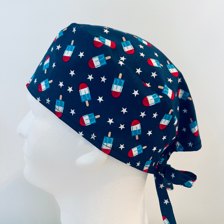 Patriotic Popsicle Scrub Cap|Red White &amp; Blue Fourth of July Surgical Cap