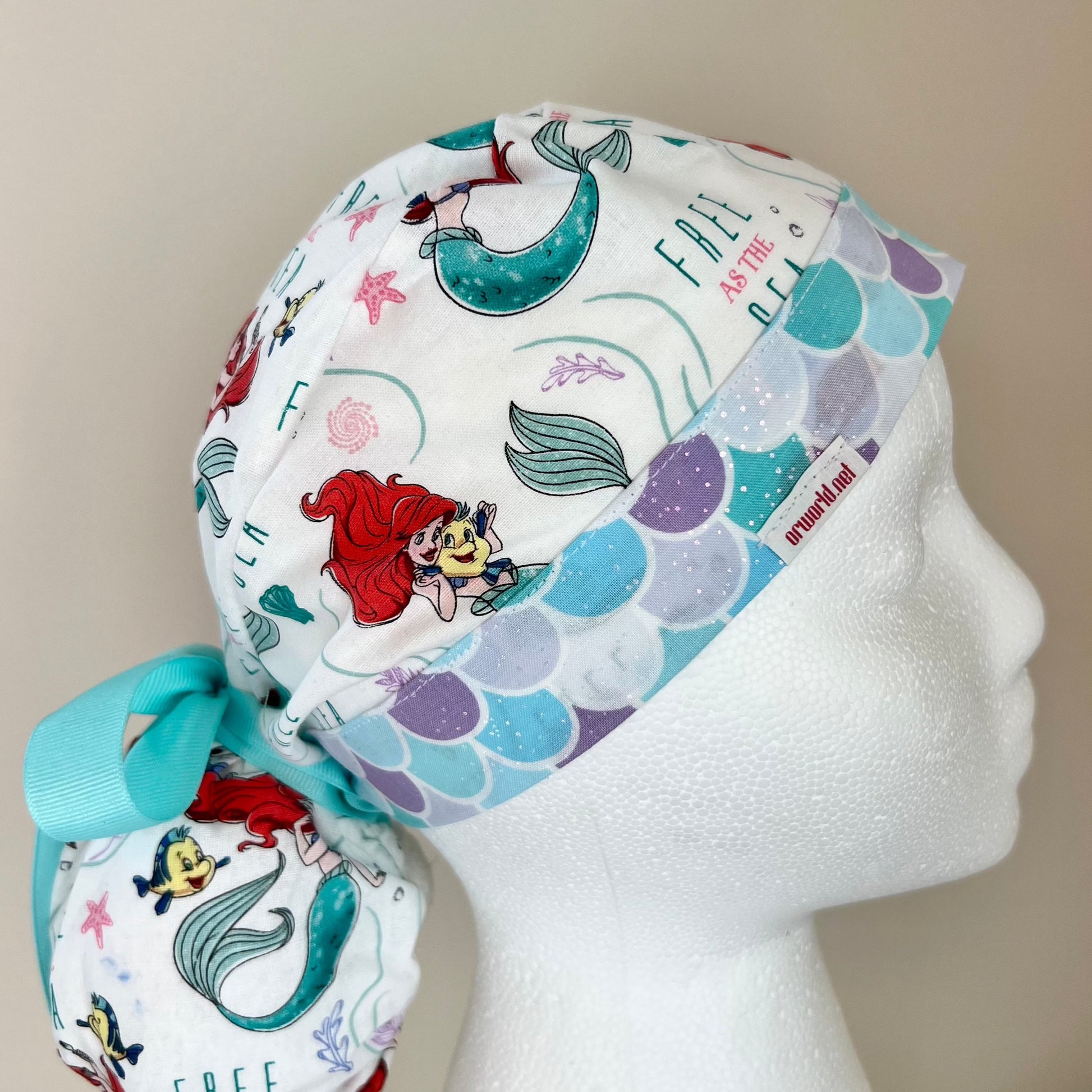 Ponytail surgical hat Princess Ariel