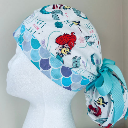 Ponytail surgical hat Princess Ariel
