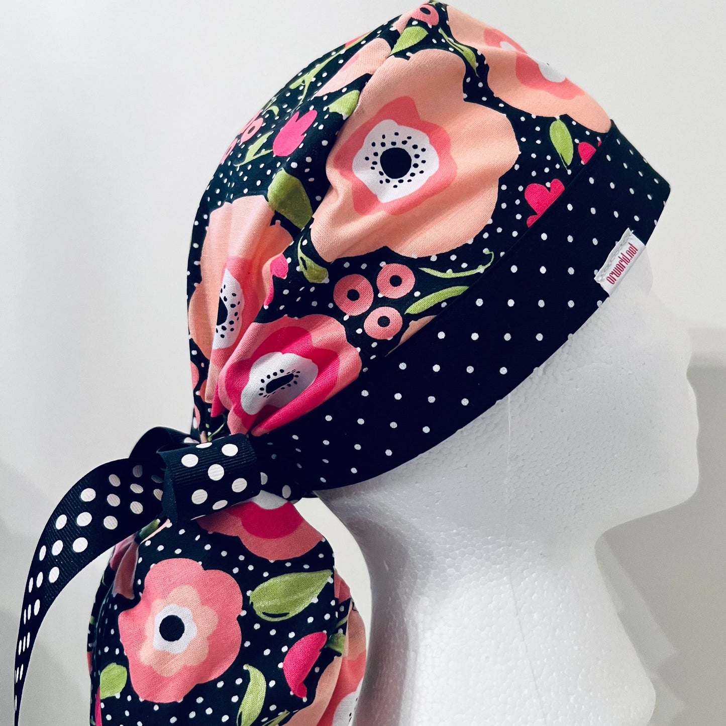 Ponytail-Summerpinkflowerswithpolkadots_1