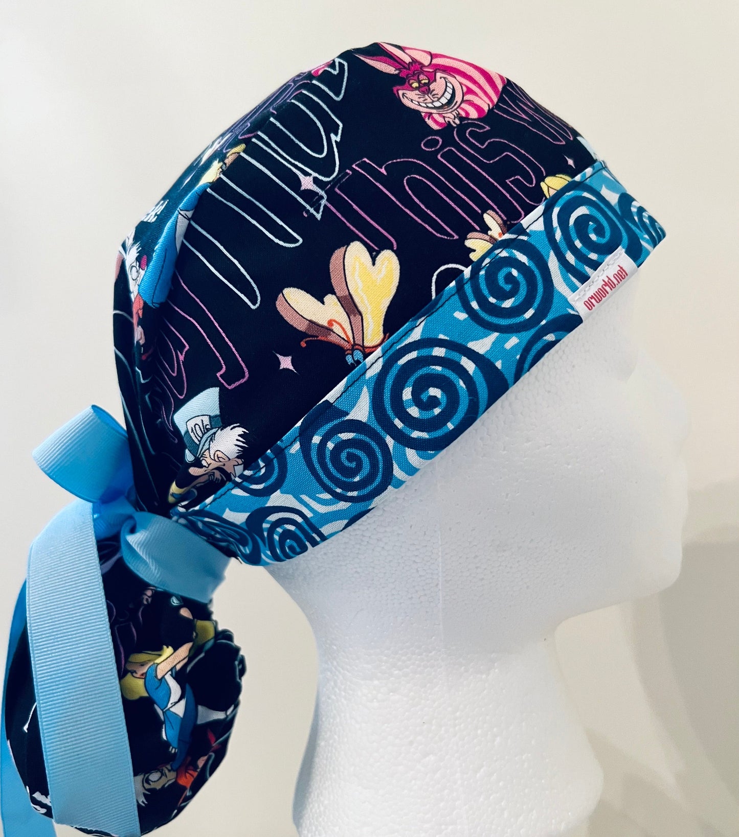 Ponytail surgical hat Alice in Wonderland