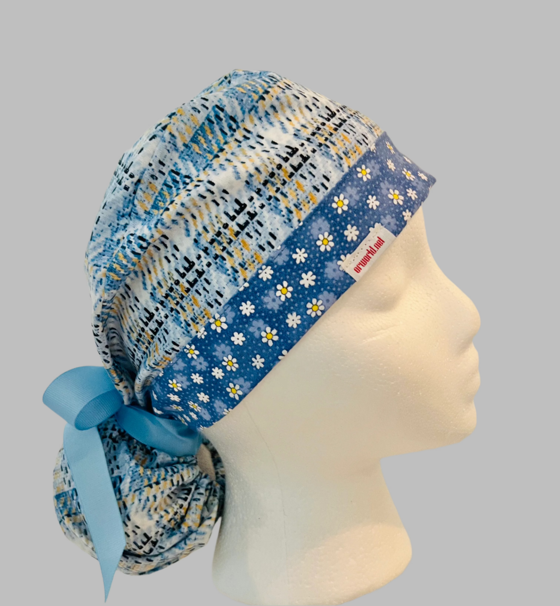 Ponytail Hat-Lemon Sky Plaid