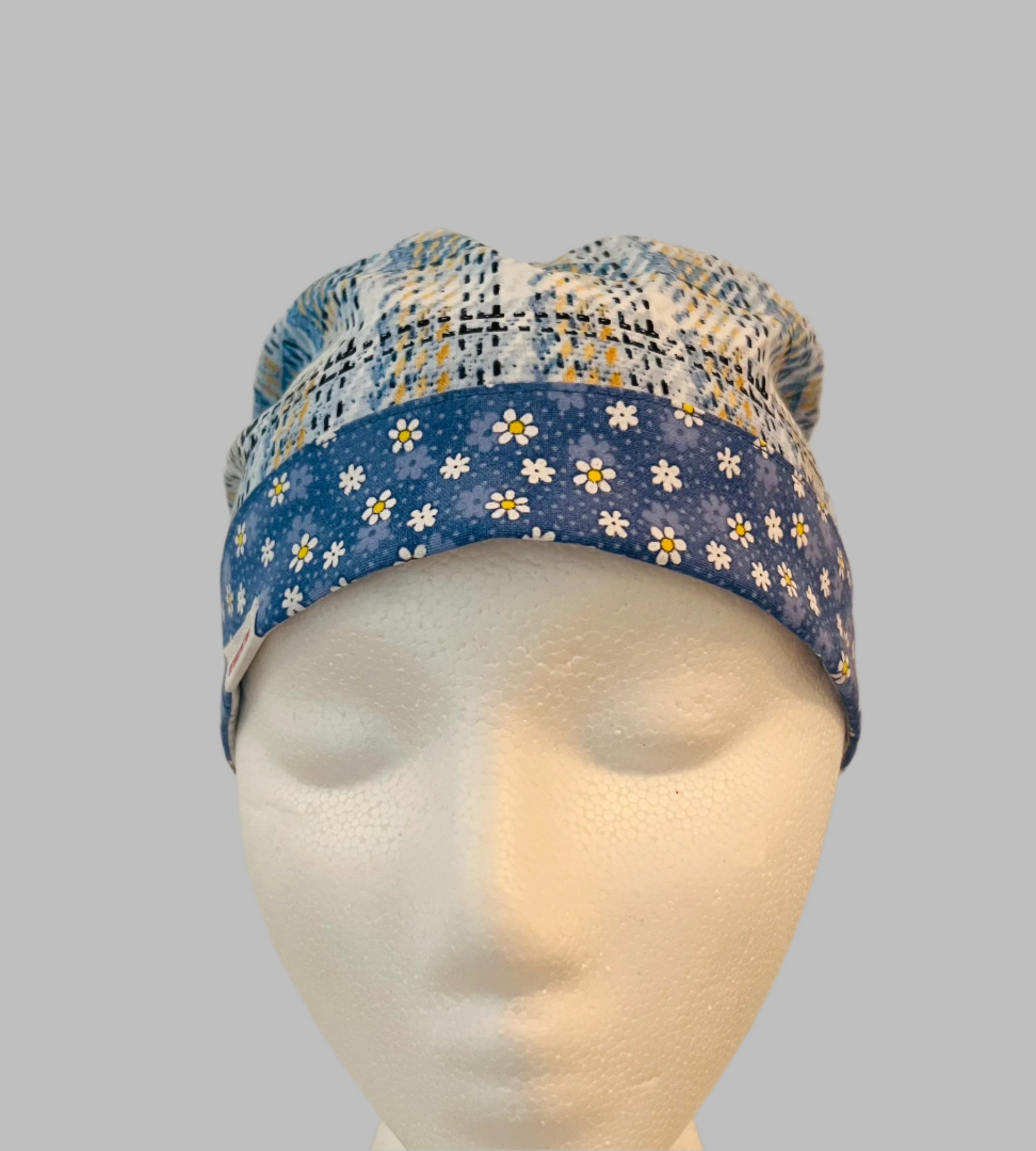 Ponytail Hat-Lemon Sky Plaid