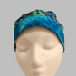 Ponytail Style Hat - Blue and Lime flowers