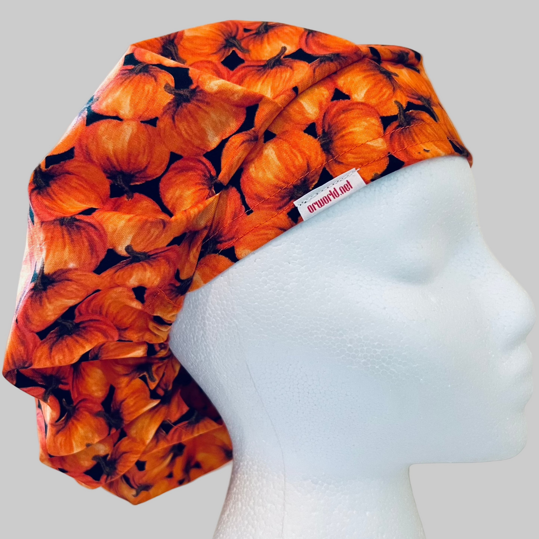 Bouffant Scrub Cap Pumpkin Patch Fall Halloween Surgical Cap for Women Nurses, Doctors & Medical Professionals