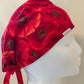 Scrub Cap-Red Flowers-Flower Power