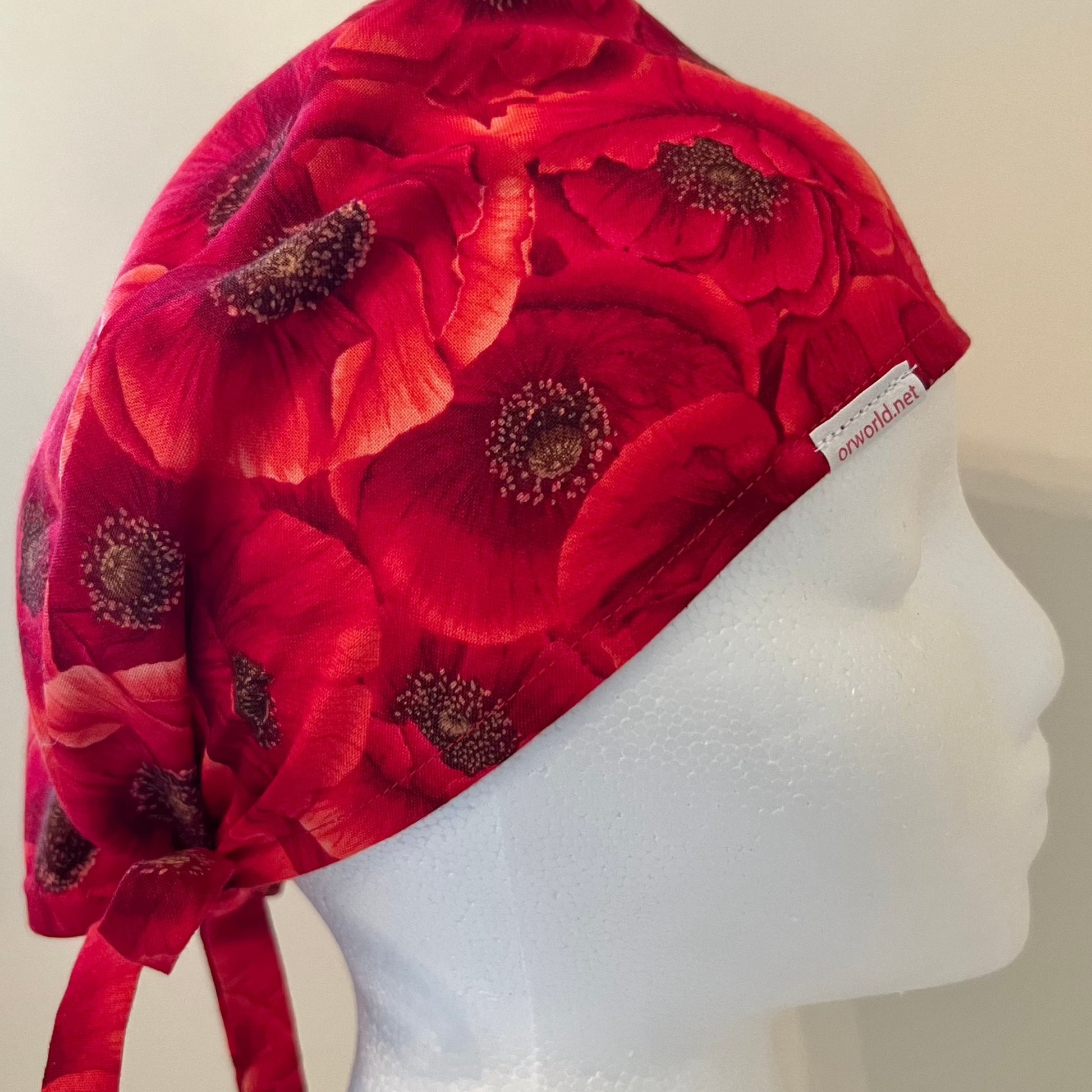 Scrub Cap-Red Flowers-Flower Power