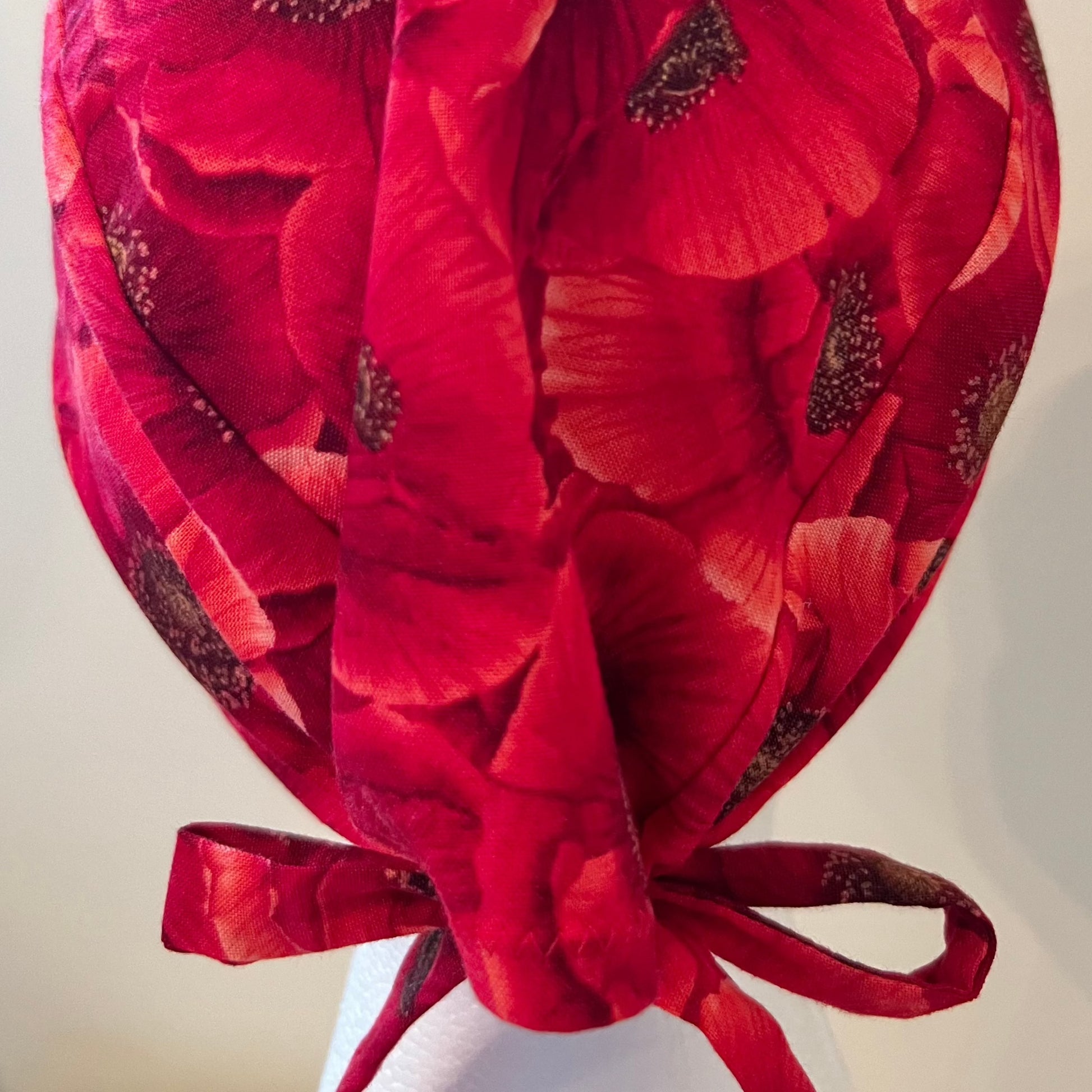 Scrub Cap-Red Flowers-Flower Power