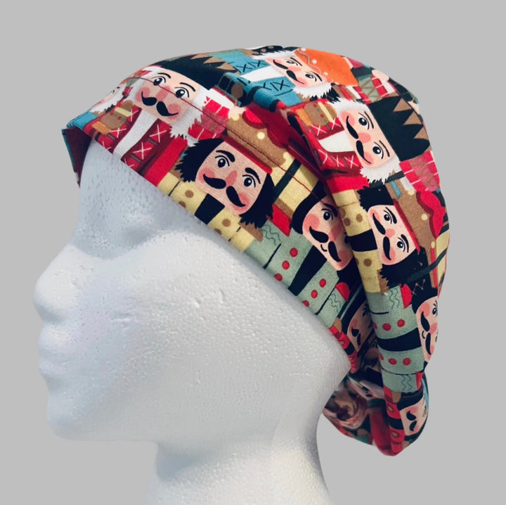 Scrub Cap Euro Style Christmas Nutcracker Holiday Surgical Cap | Festive Nurse Gift | Winter Medical | left side view