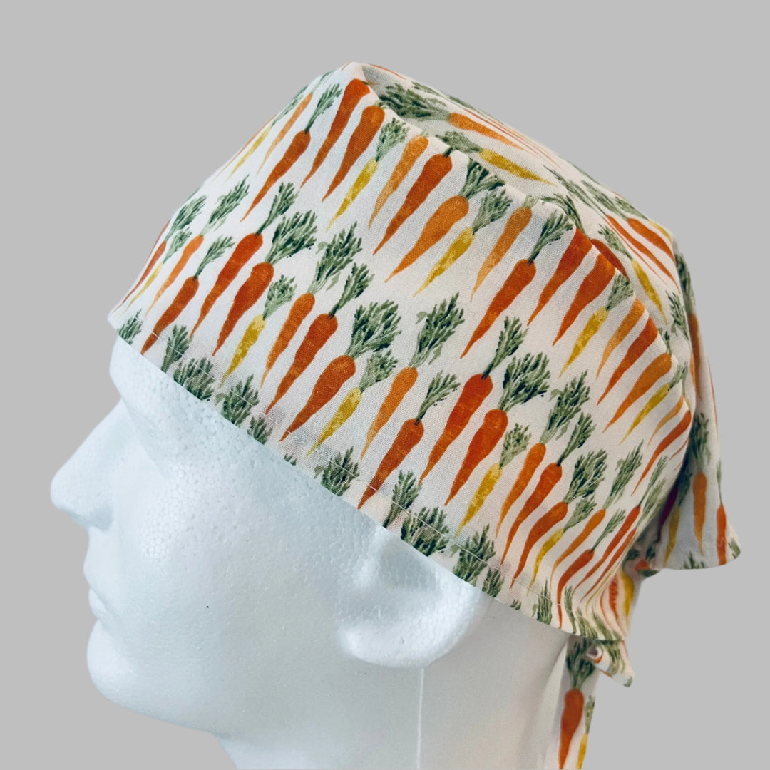 Scrub Cap Carrot Garden Print Surgical Cap | Vegetable Scrub Hat for Nurses, Dental, Vet & Healthcare Workers