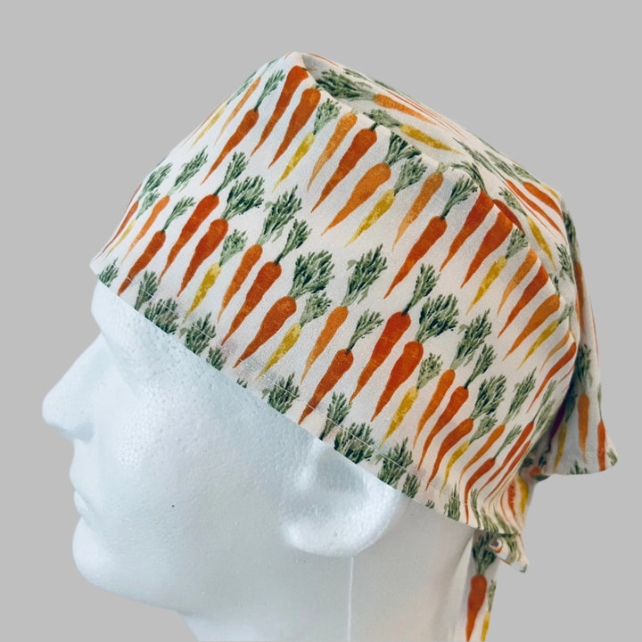 Scrub Cap Carrot Garden Print Surgical Cap | Vegetable Scrub Hat for Nurses, Dental, Vet &amp; Healthcare Workers