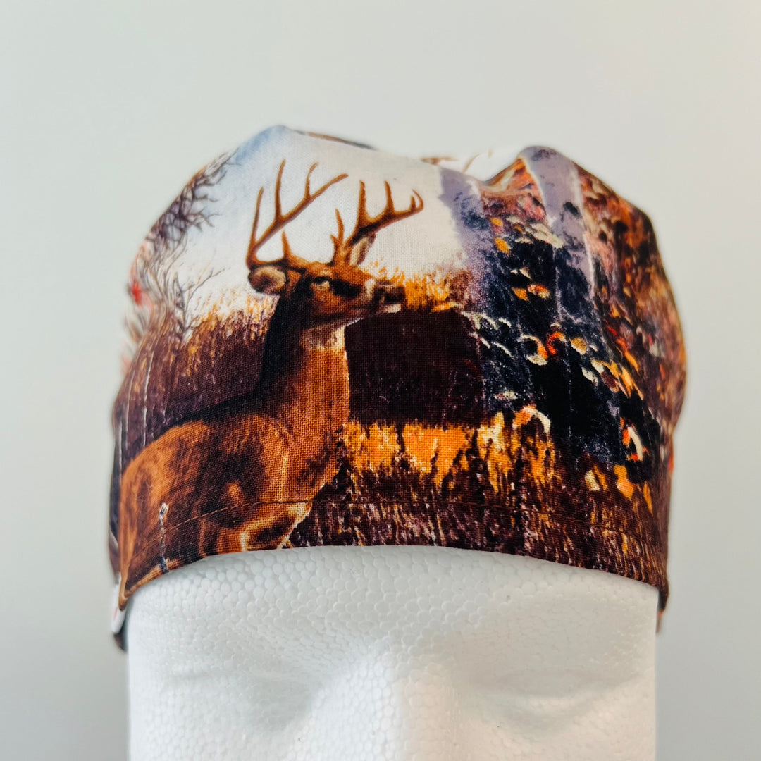 Scrub Cap Elk &amp; Moose Woodland Wildlife Surgical Hat | Adjustable OR Cap for Nurses &amp; Surgeons | Satin Lining Option