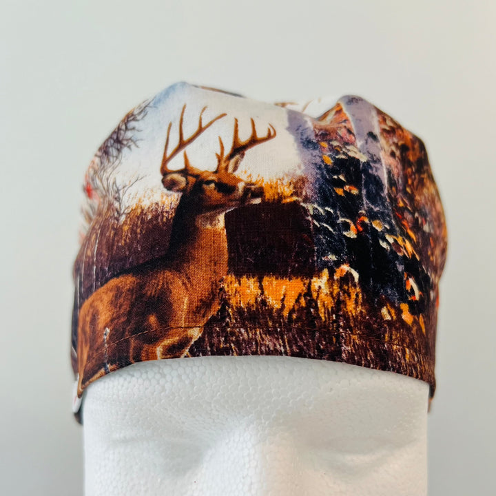 Scrub Cap Elk &amp; Moose Woodland Wildlife Surgical Hat | Adjustable OR Cap for Nurses &amp; Surgeons | Satin Lining Option