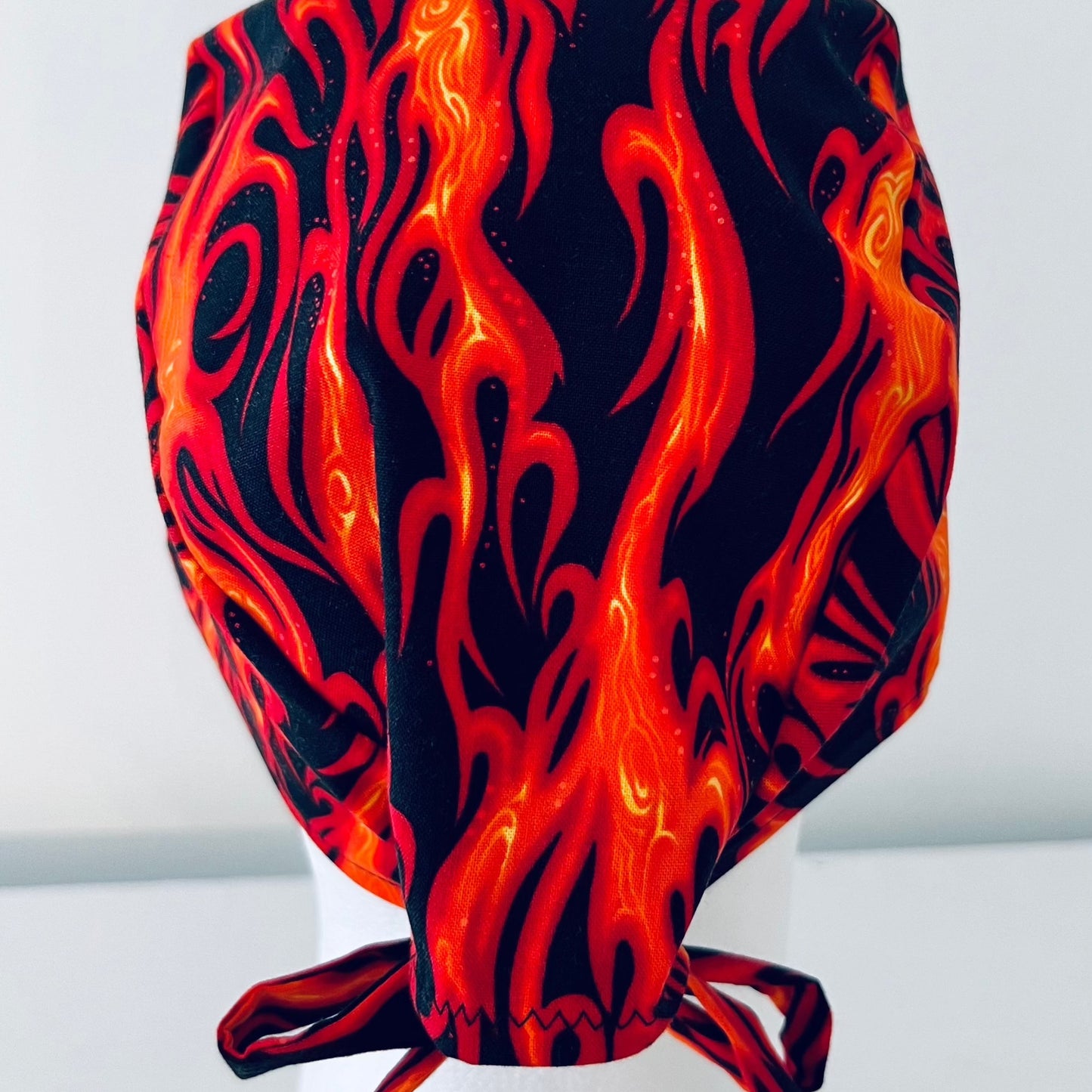 Scrub Cap-Flame-Orange-Black-Fire