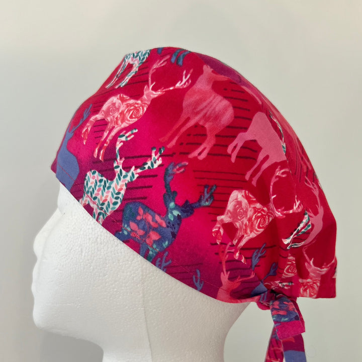 Scrub Cap Deer Print Surgical Hat | Handmade OR Cap for Nurses, Surgeons &amp; Healthcare Professionals | Adjustable Unisex Cap | Satin Lining Option