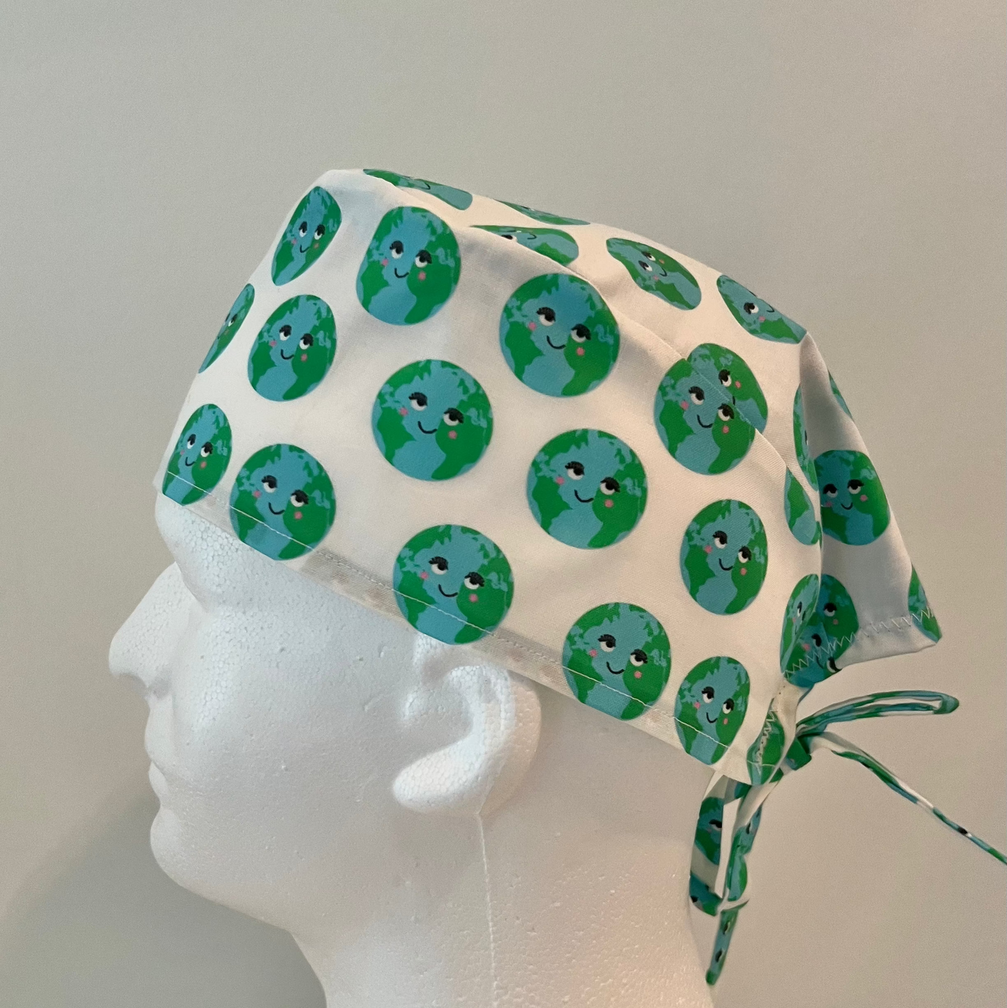 Traditional Scrub Cap, Earth Surgical Scrub Hat Cotton, Globe Print OR Cap, Unisex Scrub Hat, Cute Nature Medical Cap, Gift for Nurse Doctor Surgeon