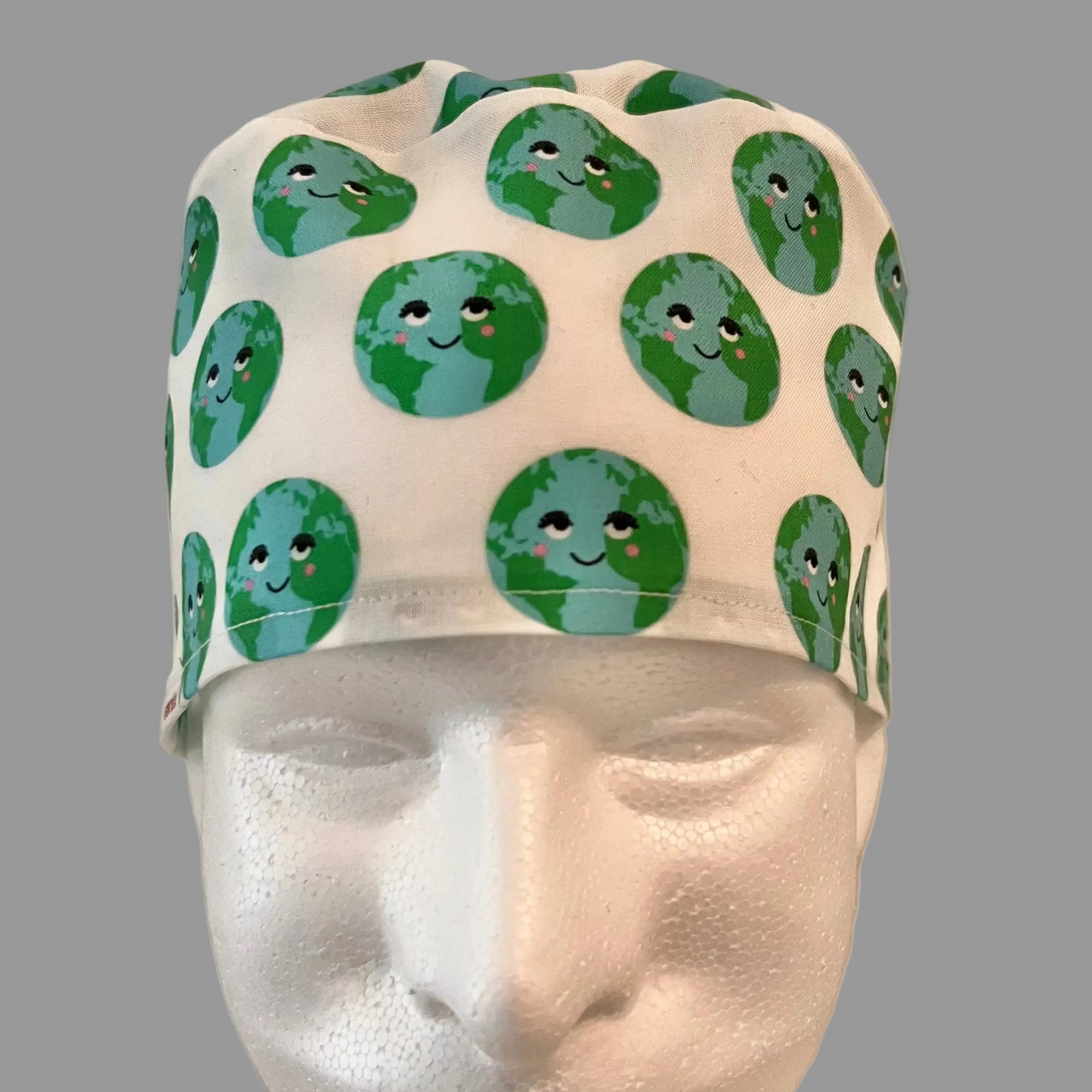 Traditional Scrub Cap, Earth Surgical Scrub Hat Cotton, Globe Print OR Cap, Unisex Scrub Hat, Cute Nature Medical Cap, Gift for Nurse Doctor Surgeon