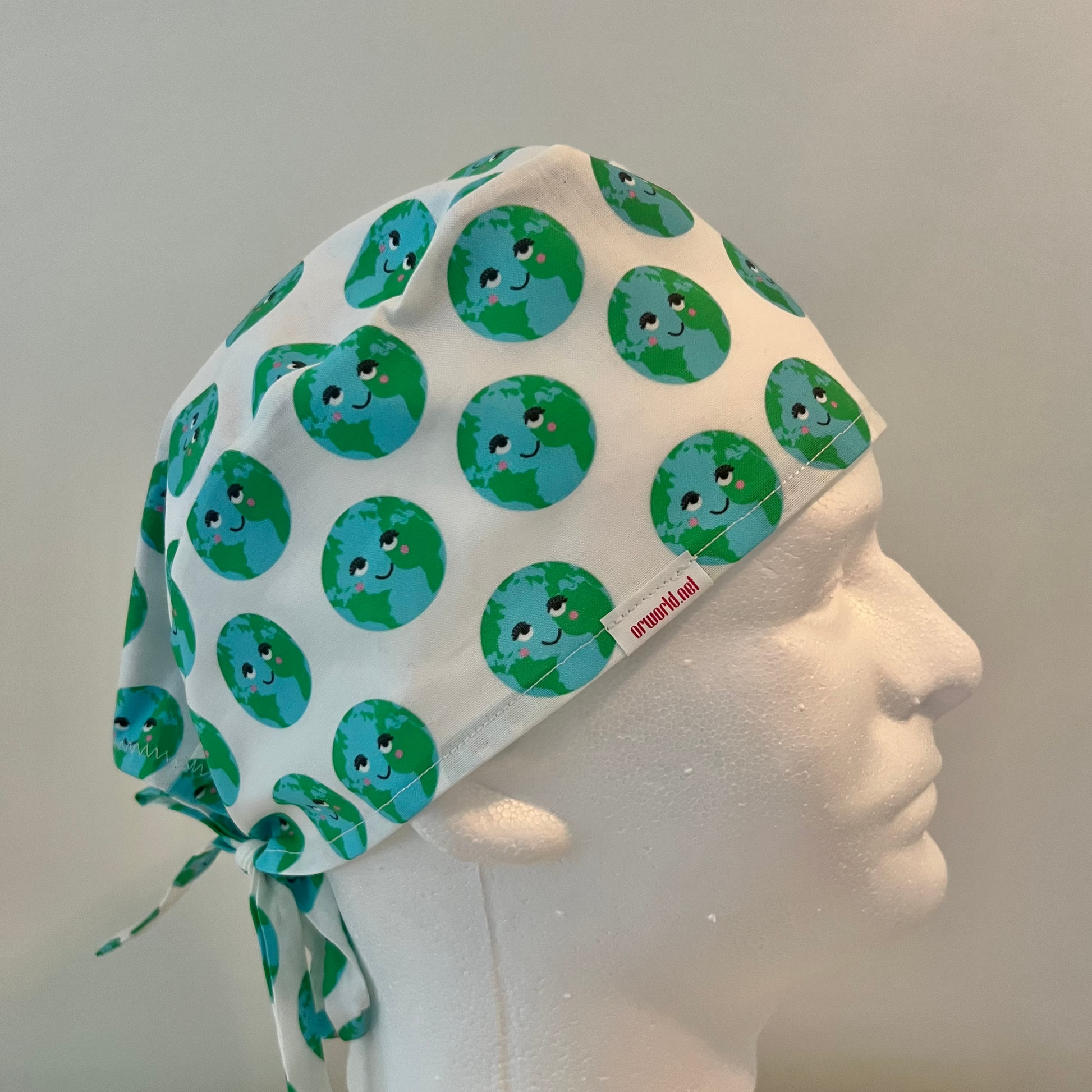 Traditional Scrub Cap, Earth Surgical Scrub Hat Cotton, Globe Print OR Cap, Unisex Scrub Hat, Cute Nature Medical Cap, Gift for Nurse Doctor Surgeon