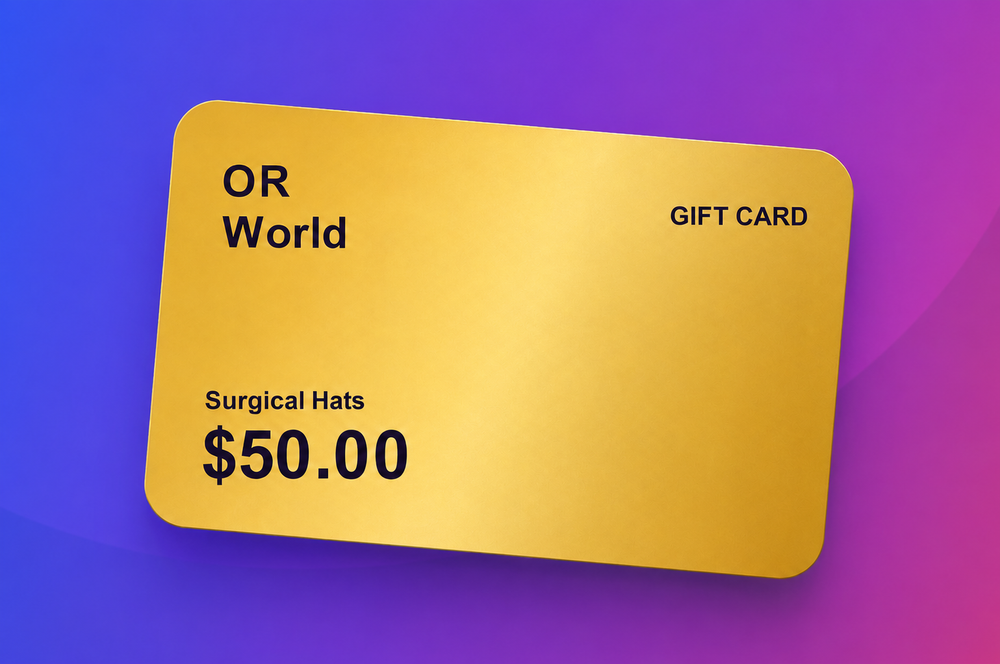 Best Gifts for surgeons, coworkers, OR nurses, surgical technologists,Veterinarian, X Ray techs and Anesthesiologists. OR World Gift Card for Surgical Hats and Scrub Caps for men and women.