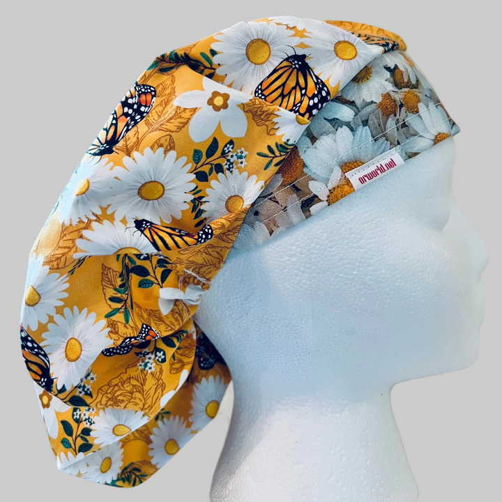 Monarch Butterfly Bouffant Scrub Cap|Daisy Floral Medical Hat