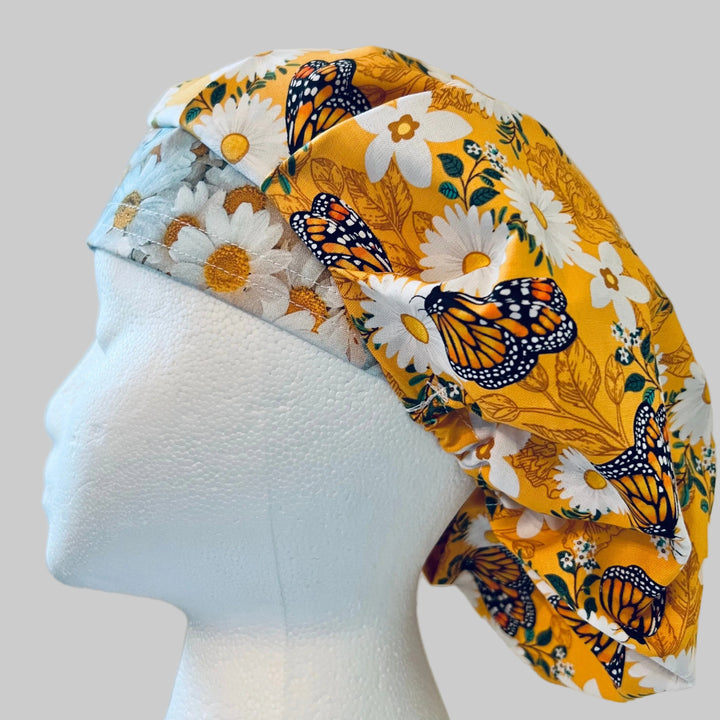 Monarch Butterfly Bouffant Scrub Cap|Daisy Floral Medical Hat