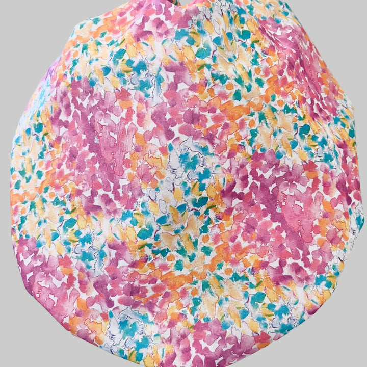 Colorful Floral Bouffant Scrub Cap – Bright Pink Teal Watercolor Surgical Hat for Women, Nurse Cap, OR Hat