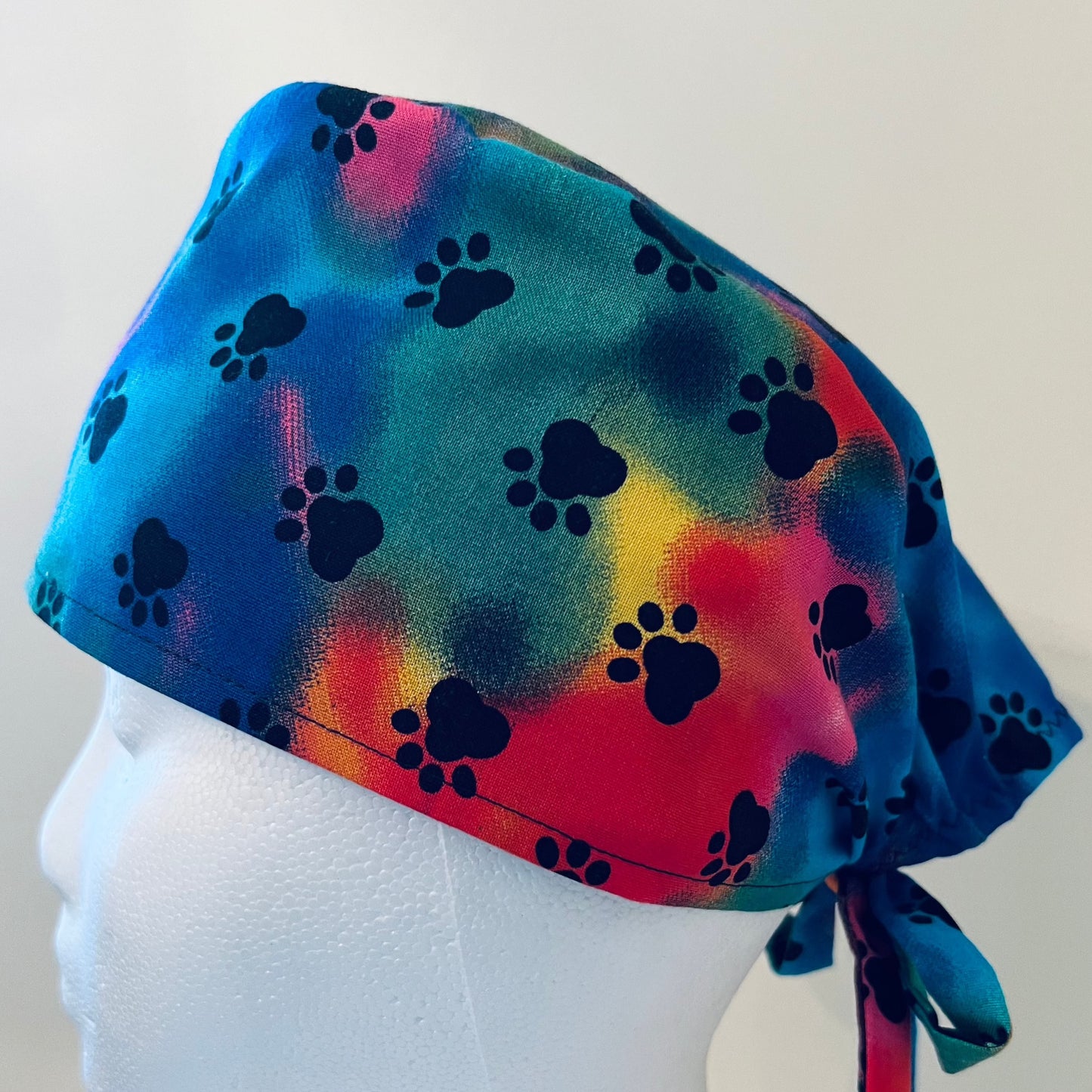 Scrub Cap - Tie Dye Dog Paws