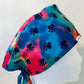 Scrub Cap - Tie Dye Dog Paws