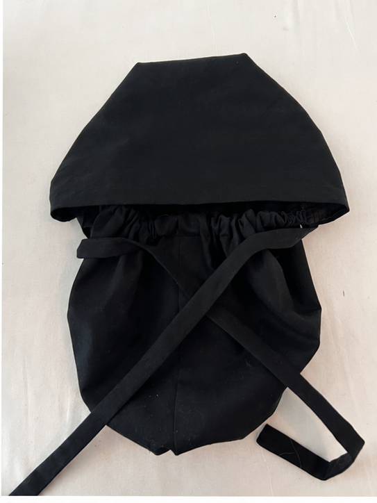 Black XXL ponytail scrub cap with satin lining handmade in USA by OR World