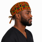 Empowered Energy African Kente mens tieback scrub cap right side view adjustable tie back traditional Ghana Kente diamond pattern surgical hat male healthcare professionals