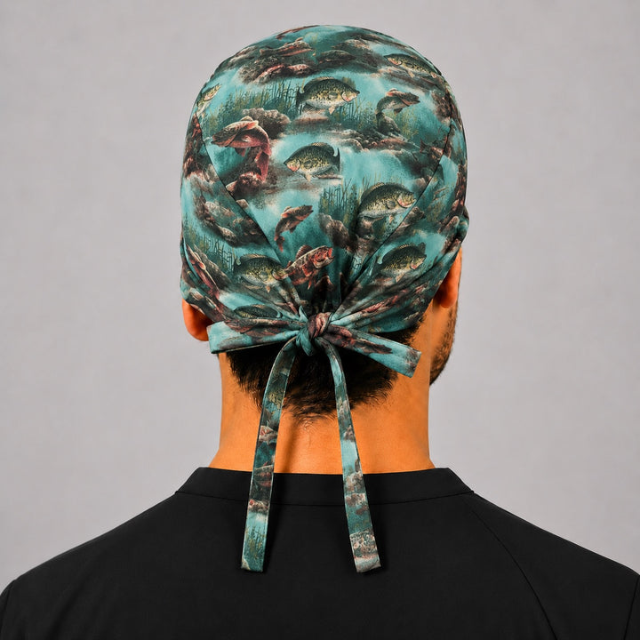 Left profile of bass fishing angler men&
