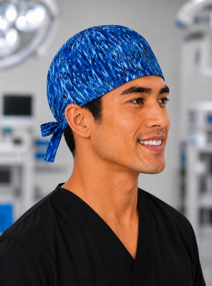 Side profile of blue electric abstract men&