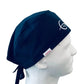 SGO mens surgical scrub cap with cotton strings and embroidered logo right side view 