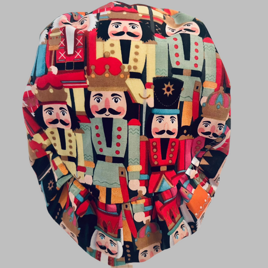 Scrub Cap Euro Style Christmas Nutcracker Holiday Surgical Cap | Festive Nurse Gift | Winter Medical | back view