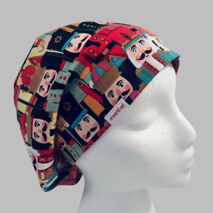Scrub Cap Euro Style Christmas Nutcracker Holiday Surgical Cap | Festive Nurse Gift | Winter Medical | right side view
