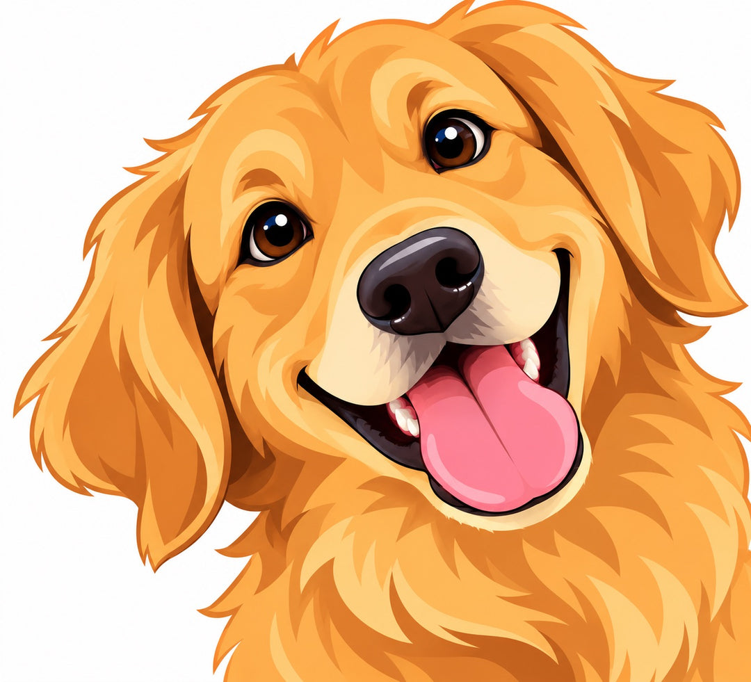 Custom cartoon dog portrait drawn from a customer pet photo by the OR World design team for a personalized scrub cap