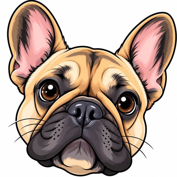 Custom cartoon French bulldog portrait drawn by the OR World design team from a pet photo for a personalized surgical cap
