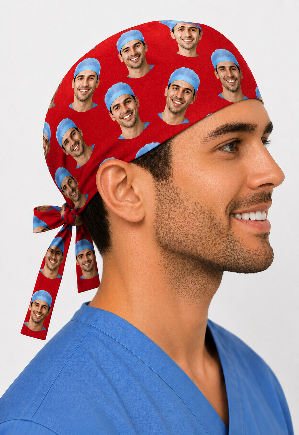 custom face mens scrub cap right side view custom photo surgical hat for male surgeon nurse doctor retirement graduation gift OR World
